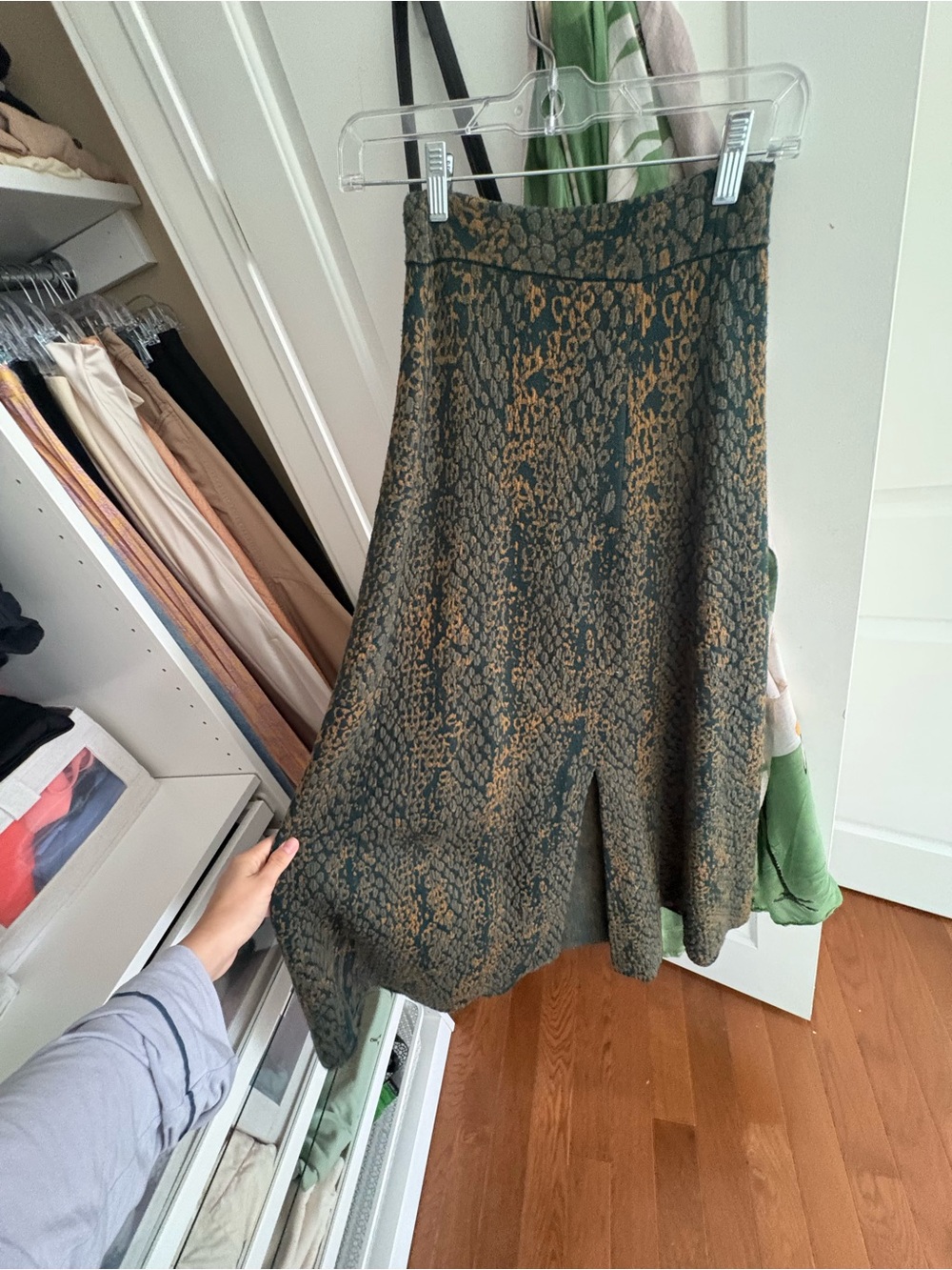 Ulla Johnson Green and Brown Animal-Print Maxi Skirt